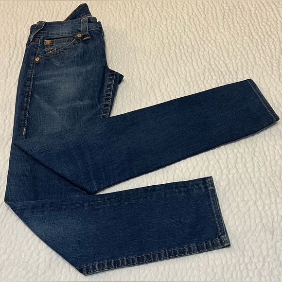 ⭐️ True Religion Yellow Stitch Straight Leg Womens Jeans - Picture 2 of 13